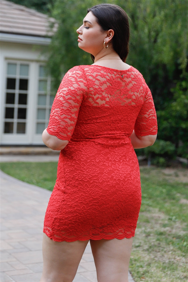 Plus Size Lace Mini Dress