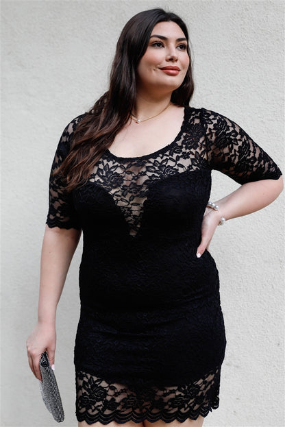 Plus Size Lace Mini Dress