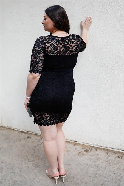Plus Size Lace Mini Dress