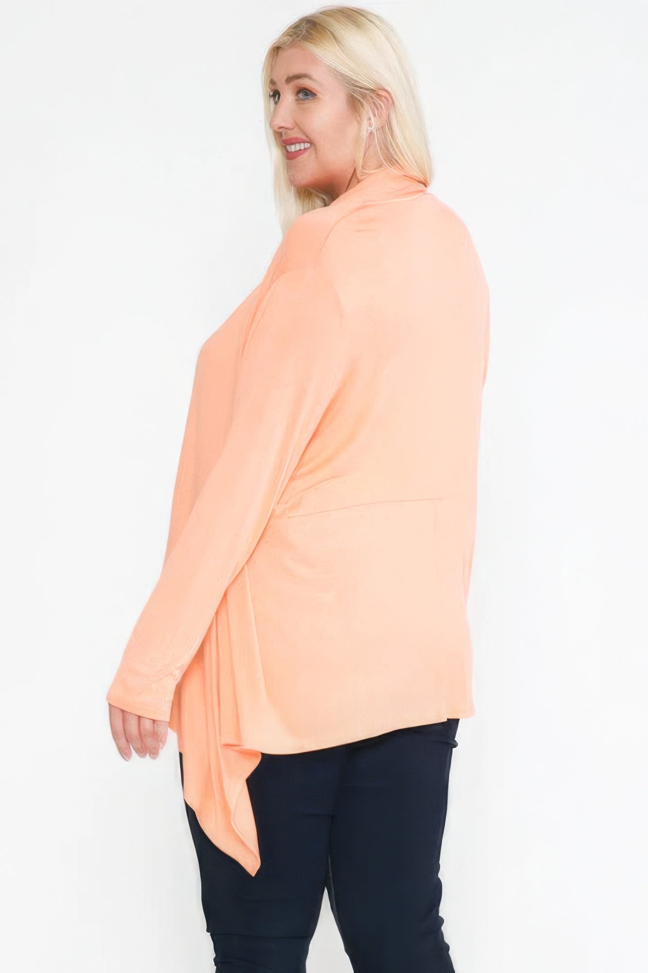 Plus Size Long Sleeve Open Solid Cardigan