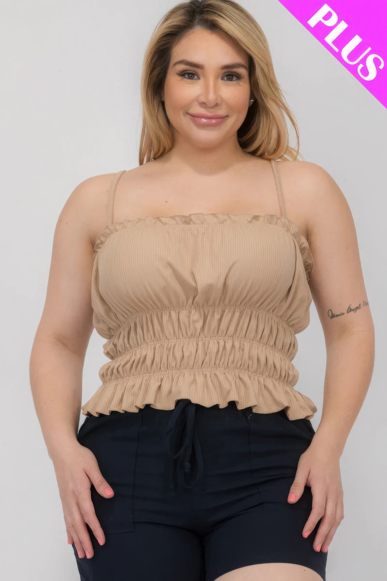 Plus Size Shirred Crop Top