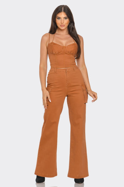 Crop Jacket Cami & Pants Set