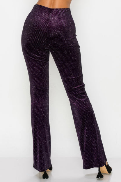 Glittery Flare High Rise Elastic Pants