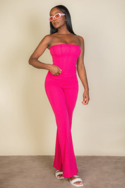 Strapless Corset Top & Flare Pants Set