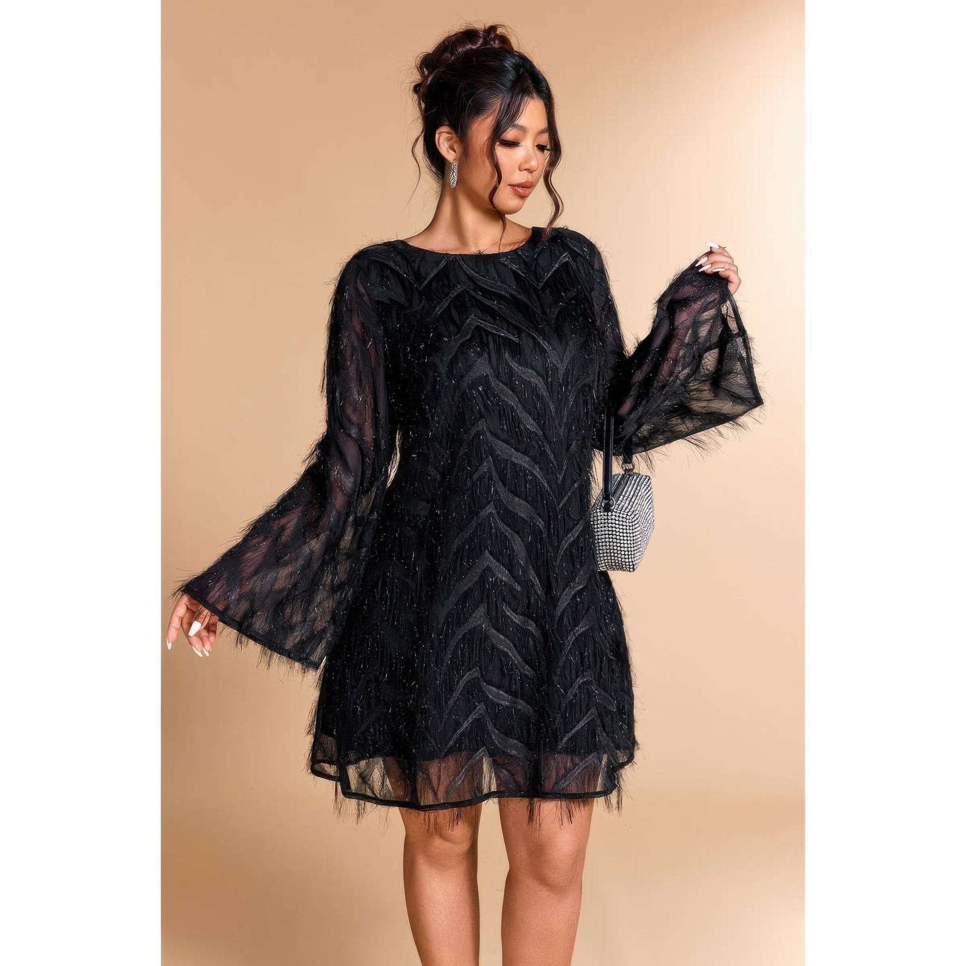 Plus Size Sequin Fringe Lace Short Dress – Miss Glam Co