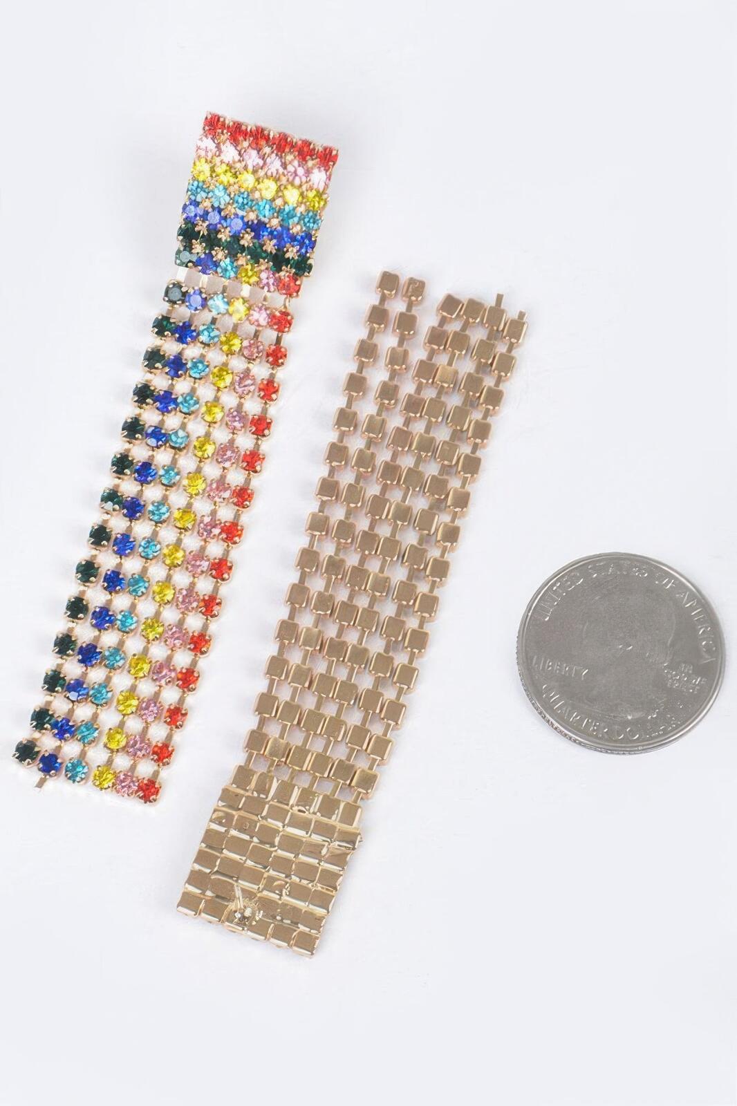 Rainbow Rhinestones Fringe Drop Earrings